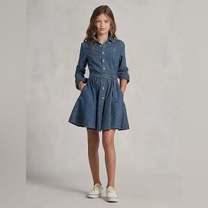 SPORTING LIFE Ralph Lauren Classic Blue Denim Shirt dress long sleeve girls 14